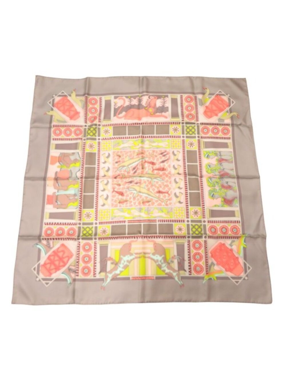 Hermes Scarf Carre 90 Les Secrets de Minos Gray